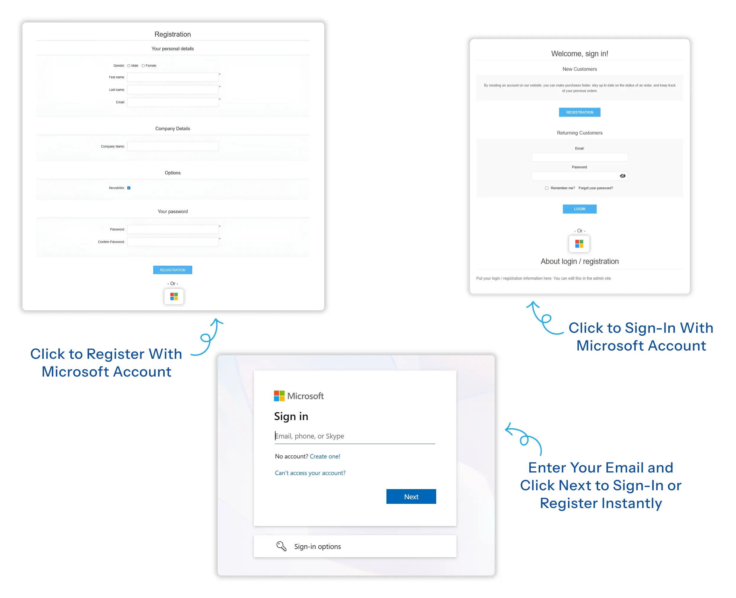 Microsoft One-Click Sign In